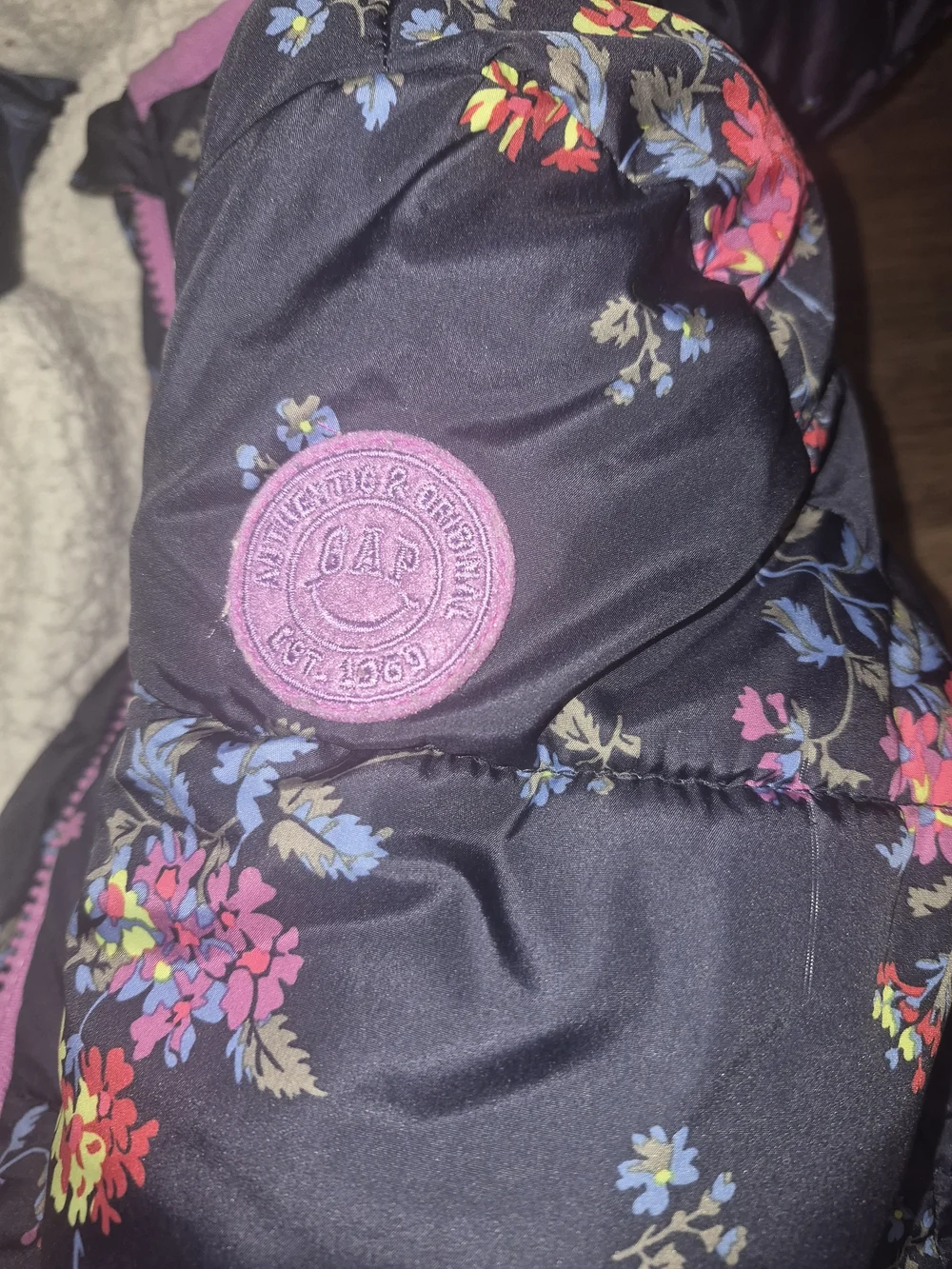 Baby Gap Floral Girls Puffer Jacket Coat With Hood  Sz 4 Toddler